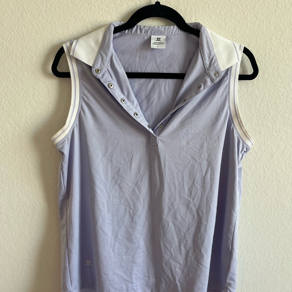 Daily Sports Purple Sleeveless Polo Tank Top